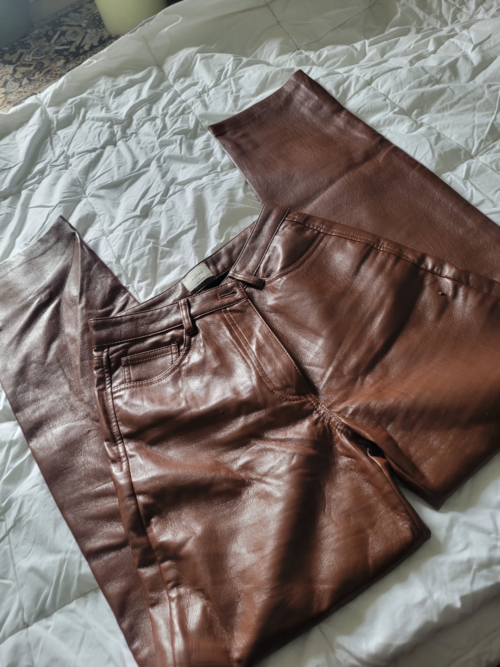 Wilfred Chestnut Faux Leather Pants